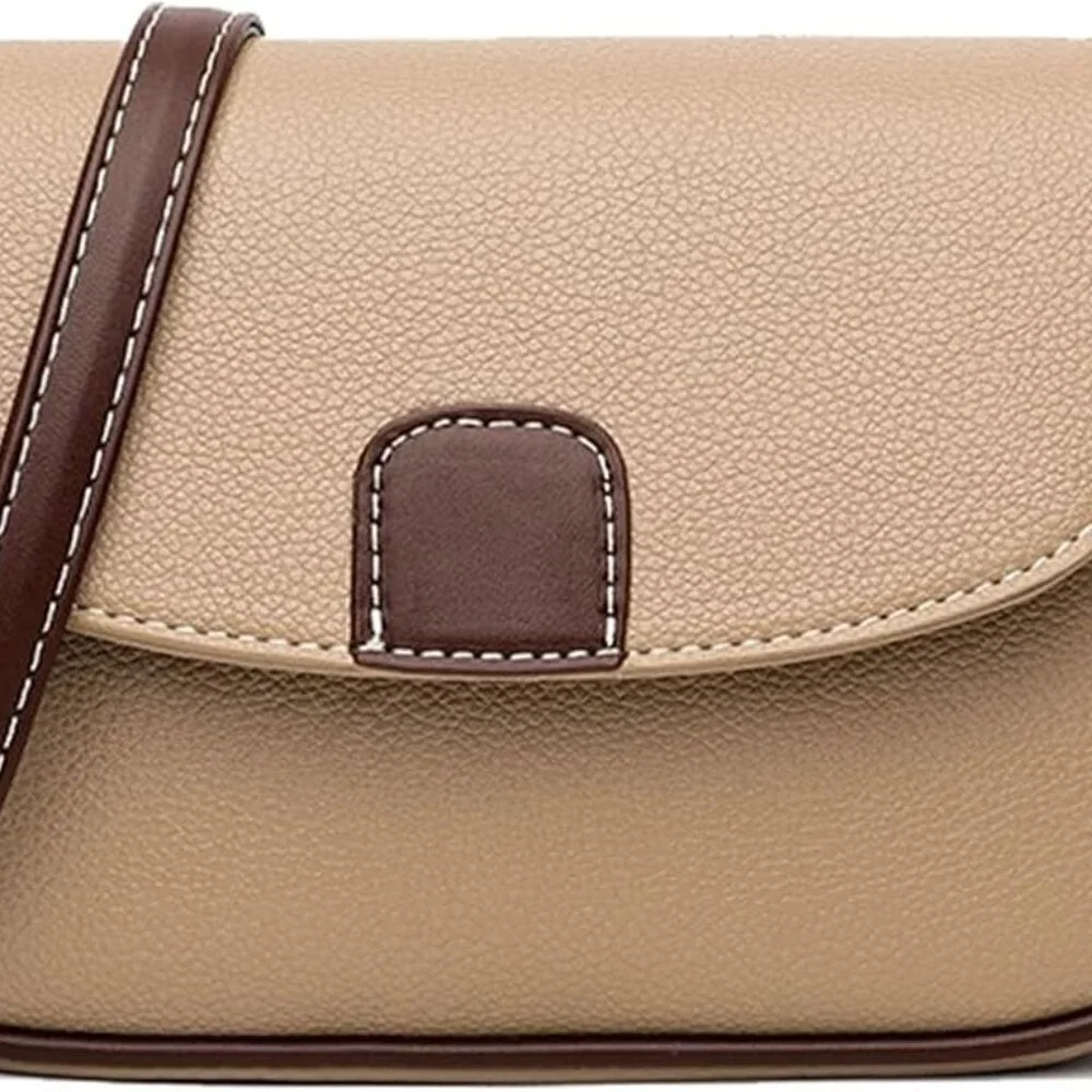 Small Leather Crossbody Bag Women's Shoulder Purse with Zipper and Detachable St